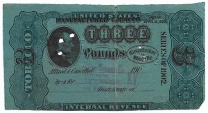 3lb Manufactured Tobacco Tax Stamp, series of 1902, used (56092)