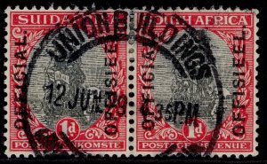 SOUTH AFRICA GV SG O3, 1d black & carmine, FINE USED. UNION BUILDINGS pmk