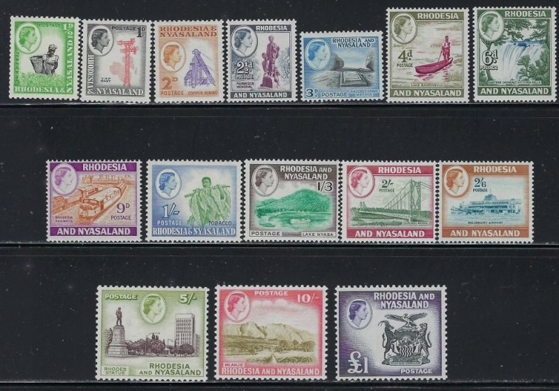 Rhodesia and Nyasaland 158-71 MLH 1959-63 complete set (fe2646)