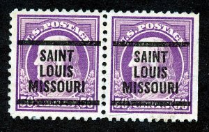 US Scott # 517 1917 Washington, 50c Pair Saint Louise Missouri. Precancel