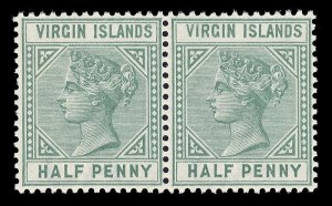 British Virgin Is 1883 QV ½d TOP LEFT TRIANGLE DETACHED variety VFM. SG 27,27a.