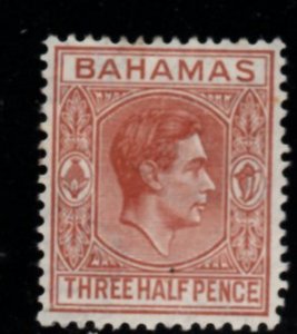 Bahamas Sc 102 1938 1 1/2d red brown George VI stamp mint