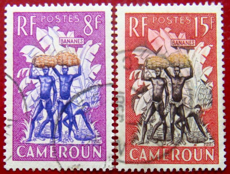 FRENCH CAMEROUN 1954 8f,15f Porters USED