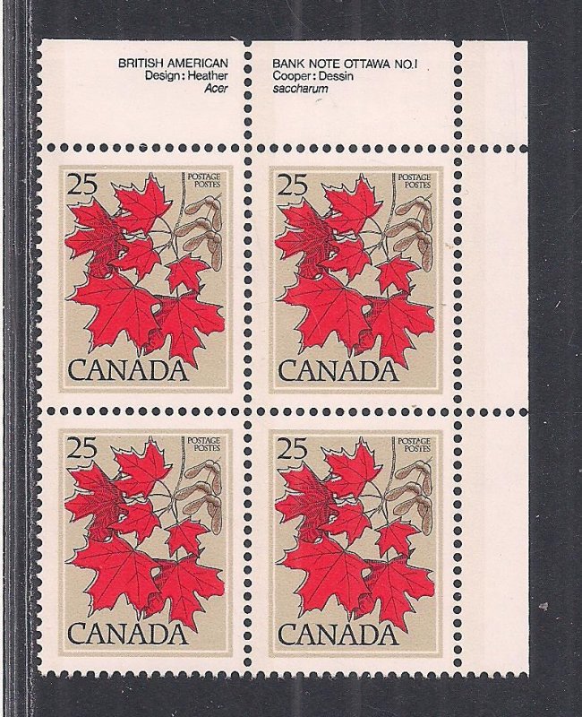 CANADA SC# 719 PL#1   B/4 UR   FVF/MOG  1977