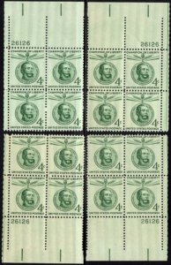 US Stamp #1117 MNH Champion of Liberty Matched Set of Plate Blocks of 4