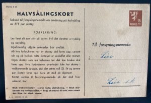 1944 Lier Norway Postal Stationery Parcel Receipt Card cover Domestic B