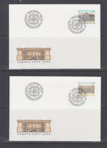 Switzerland Mi 1409/1435, 1990 issues, 7 sets in singles on 15 cacheted FDCs