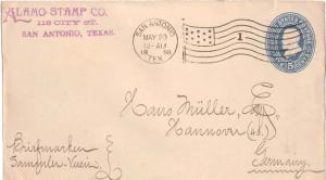 United States Texas San Antonio, Tex. 1898 American Flag Type B14(1)  5c Gran...