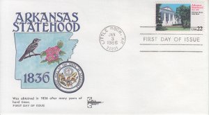 1986 United States Arkansas Statehood (Scott 2167) Gill Craft FDC