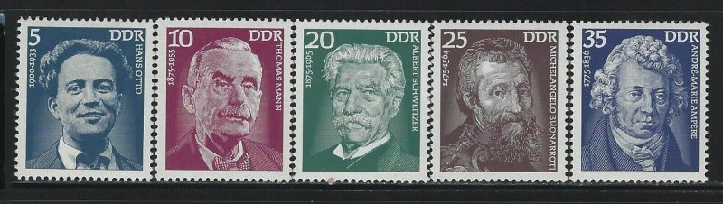 GERMANY DDR - #1625-#1629 - 1975 FAMOUS PEOPLE MINT SET MNH