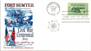 FDC 1961 SC #1178 Civil Centennial Series - Charleston SC - Single - J815