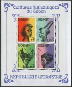 Gabon 489a sheet,MNH.Michel Bl.45. Traditional hairstyle,1981.