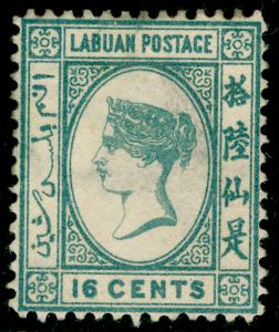 LABUAN SG33x, 16c grey, FINE USED. Cat £180. WMK REVERSE.