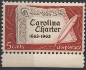 US 1230 (mnh) 5¢ Carolina Charter (1963)