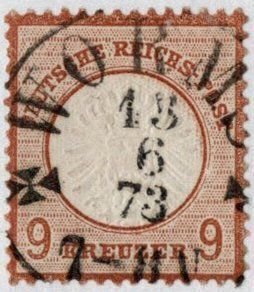 GER SC #25 U 1872 Imperial Eagle w/son WORMS/6-13-73/7-8V CV $375.00