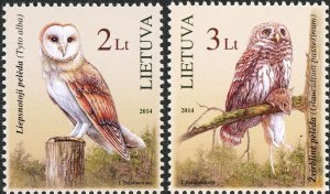 Lithuania 2014 MNH Stamps Scott 1022-1023 Birds Owls