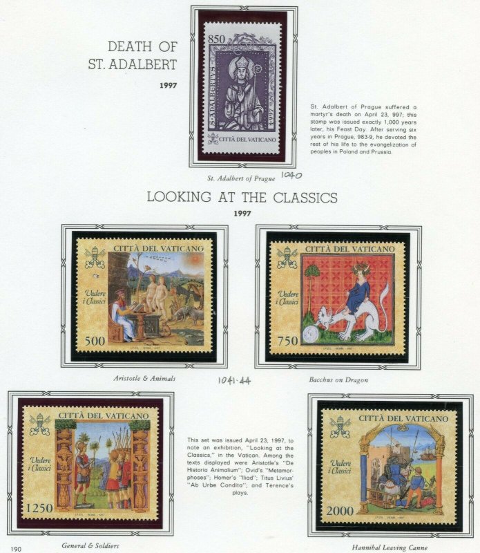 VATICAN CITY 1997  COMPLETE YEAR SET STAMPS WITH BOOKLET MINT NH ON ALBUM PAGES