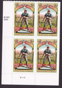 Scott #4341 Take Me Out To the Ballgame Plate Block of 4 Stamps - MNH