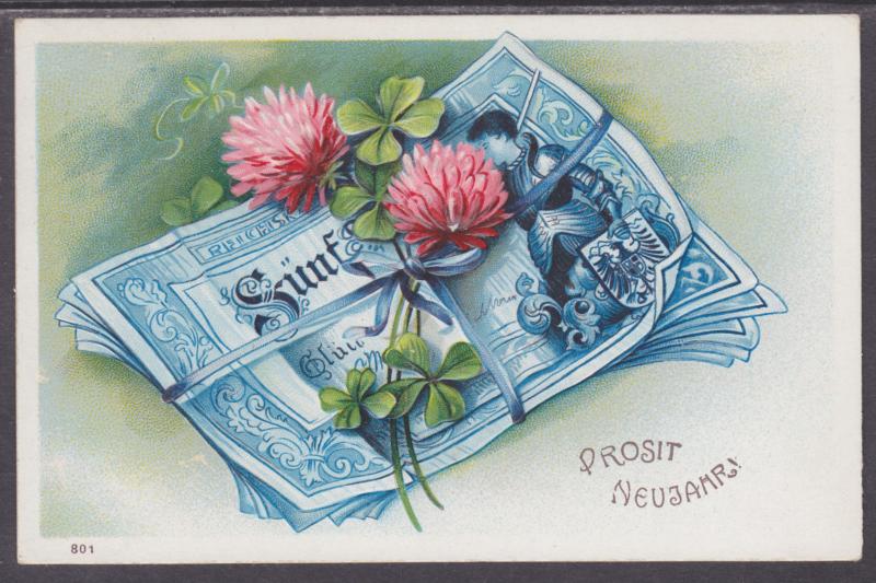 Germany Sc 67 on 1908 German Currency PPC, Prosperous New Year's Wishes