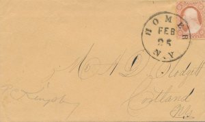 United States sc# 11 Used on Cover Mailed at Homer NY February 25 1856 - pm 1856