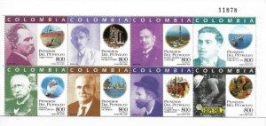 COLOMBIA 1996 OIL INDUSTRY PIONEERS PETROLIUM INDUSTRY SCOTT C890 8 VAL MINT NH