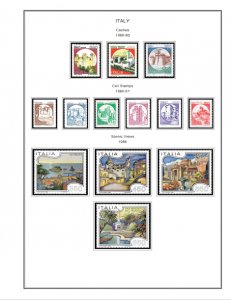 COLOR PRINTED ITALY 1966-1989 STAMP ALBUM PAGES (79 illustrated pages)