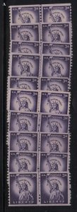 1954 Statue of Liberty Sc 1057 MNH coil line pairs lot of 10  A