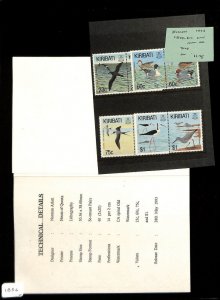 Kiribati Postage Stamp, #599-606 Mint NH Presentation Pack, 1993 Birds