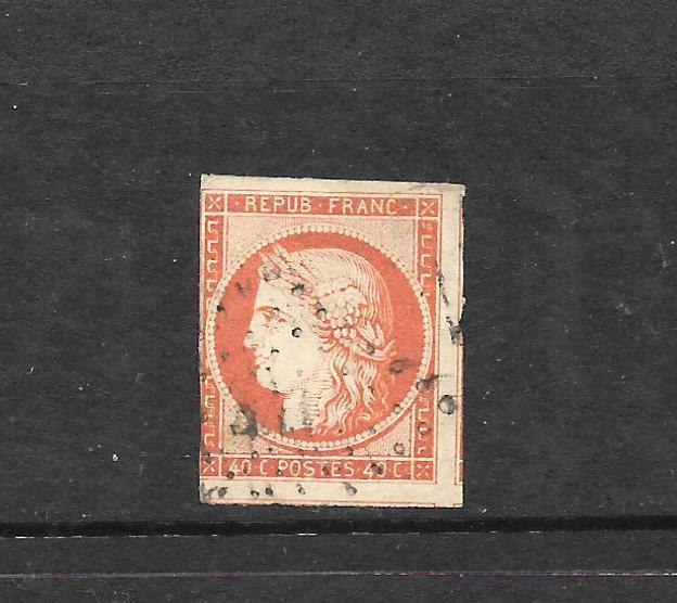 FRANCE  1849-52 40c   CERES   IMPERF  FU  SG 14 Sc 7  