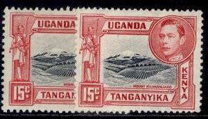 KENYA UGANDA TANGANYIKA GVI SG137 + 137a, 15c PERF VARIETIES, LH MINT. Cat £53.