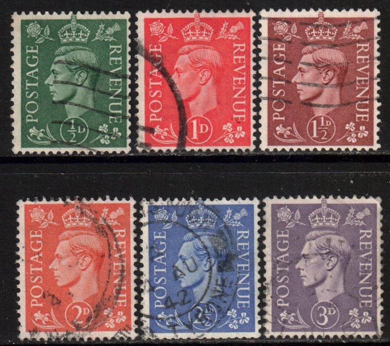 GB Scott 258/263 - SG485/490, 1941 Light Colours Set used
