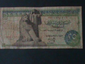 EGYPT-CENTRAL BANK OF EGYPT $25 PIASTRES-CIRCULATED-F-57 YEARS OLD-ANTIQUE