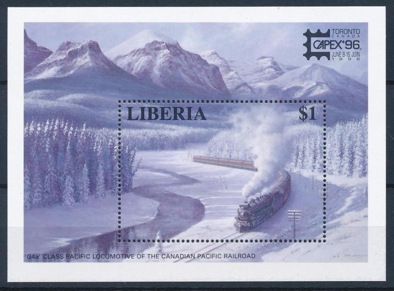 [62165] Liberia 1996 Railway Train Eisenbahn Chemin de Fer Souvenir Sheet MNH