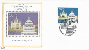 1991 FDC, #2532, 50c Switzerland 400th, JEG