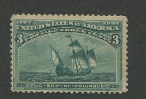 1893 US Stamp #232 3c Mint Hinged Fine Original Gum Catalogue Value $40