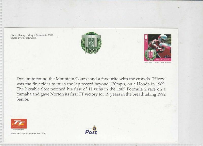 Isle of Man TT 100 Years Centenary Steve Hislop Post Stamps Card ref R 16770