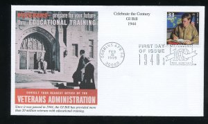 US 3186i Celebrate Century 1940s, GI Bill 1944 UA Mystic cachet FDC