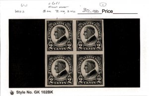 United States Postage Stamp, #611 Mint LH Block, 1923 Harding (AG)
