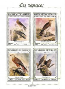 A7665 - DJIBOUTI - ERROR MISPERF Stamp Sheet - 2021  BIRDS of Prey HAWKS