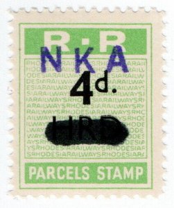 (I.B) Rhodesia Railways : Parcels Stamp 4d (Kitwe)