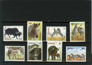 RWANDA 1984 WILD ANIMALS/ZEBRAS & BUFFALOES SET OF 8 STAMPS MNH