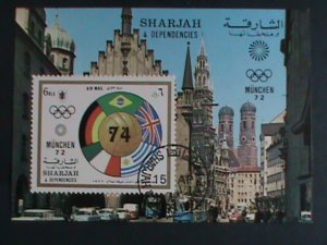 SHARJAH 1972- OLYMPIC GAMES-MUNICH'72-WORLD CUP SOCCER CTO S/S SHEET VERY FINE