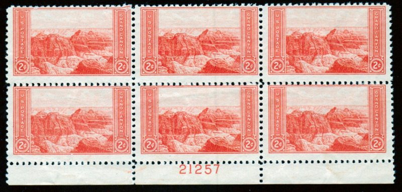 SC# 741 - (2c) - Natl Park, Grand Canyon, MNH plate block/6 - BOT # 21257