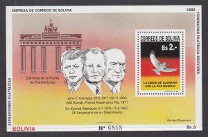 Bolivia 812 Footnoted Souvenir Sheet MNH VF