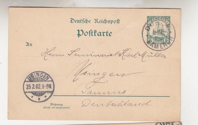 KAMERUN, 1902 Postal Card, Yacht 5pf., DUALA to Usingen, Germany.