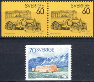 Sweden 1973 #990-1 MNH. Mail bus