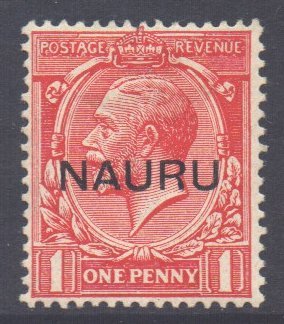 Nauru Scott 2a - SG14, 1916 George V 1d Overprint at Centre MH*