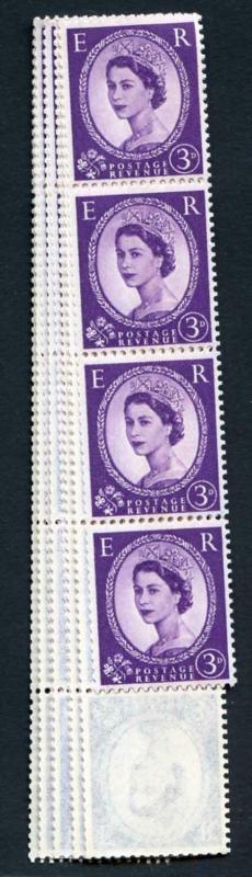 S79 3d Deep Lilac Crowns Wmk U/M Coil Strip 49