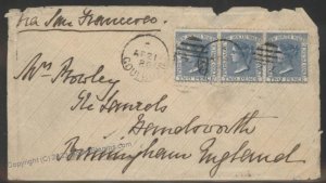 Australia 1880 New South Wales Victorian Cover England via San Francisco G112293