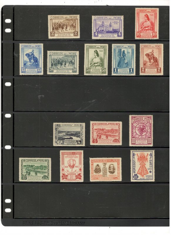 PERU COLLECTION ON STOCK SHEET, ALL MINT